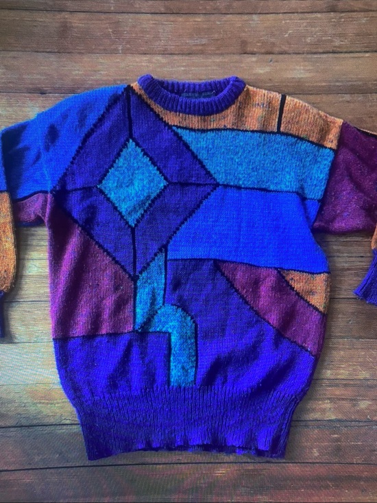 Liz Claiborne Tops - Liz Claiborne Purple Blue Teal Colorblock Geometric Sweater